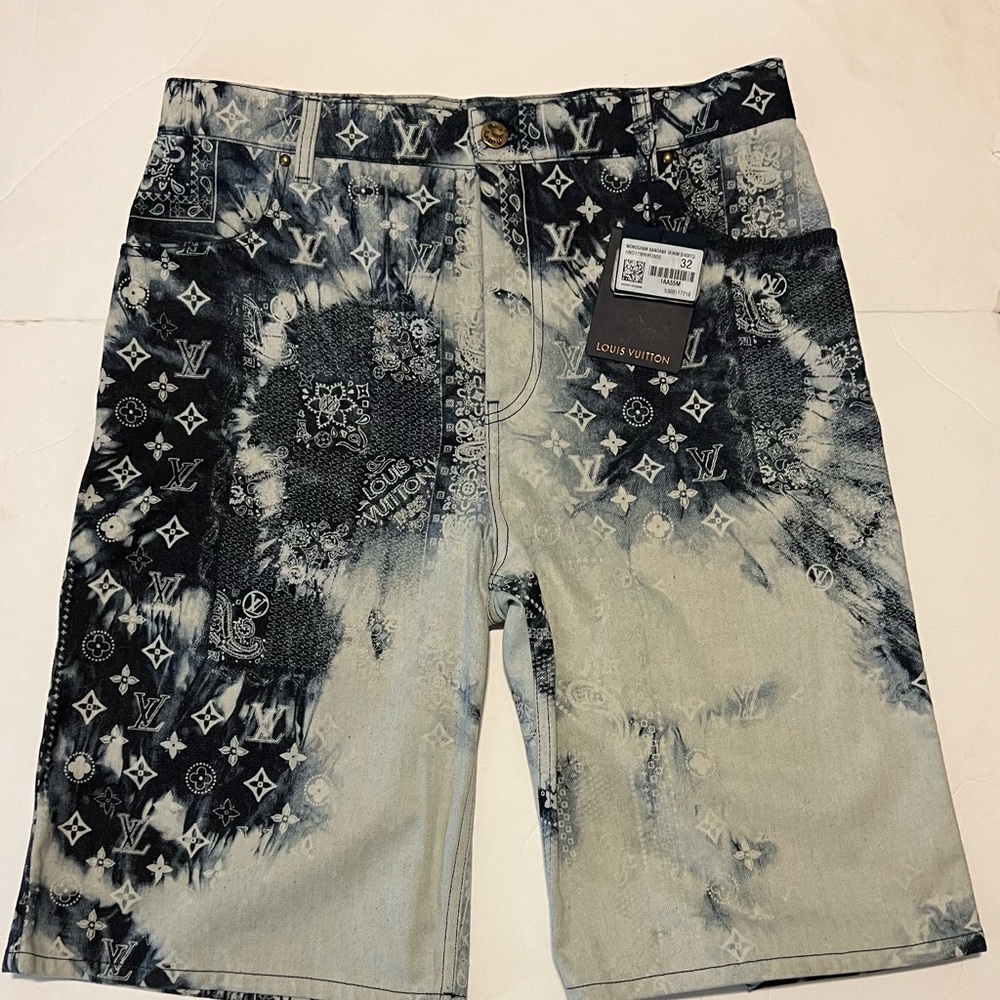Louis Vuitton Monogram Bandana Denim Tie Dye Jean Shorts with Modern Appeal